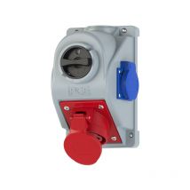 PCE - Prise industrielle avec interrupteur 0-1 16A 5P 400V 2P+T 230V IP44 combo-pol 960615411W