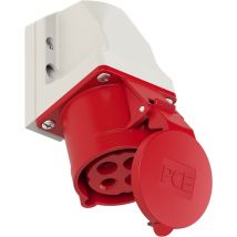 Prise industrielle femalle rouge en saillie avec clapet 32A 4P 400V 6h IP44 PCE