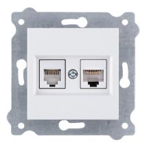 Prise informatique Cat.6 RJ45 + téléphonique RJ11 Blanc Exen