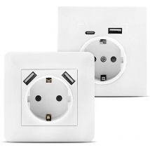 Ymyny Prise Murale avec 2 Ports usb Encastrés 2,8 a, Prise usb Murale avec (usb-a et usb-c) Compatible avec Boîtier Encastré Standard, Chargeur pour