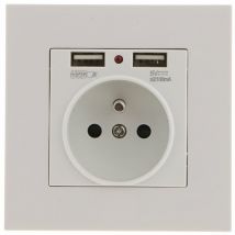 Prise Murale, Prise Electrique Murale avec Double usb 5V/2100mA, Prise Encastrable avec 2 Ports de usb Pratique et Manialble