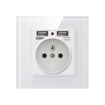 Prise Murale, Prise Electrique Murale avec Double usb - Chargeur pour iPhone/Android(1 pcs)