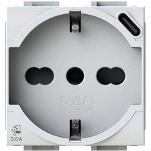 4BOX P40 Prise Schuko USB 3.0 avec USB-C Compatible avec Bticino LivingLight Blanc