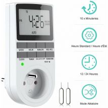 Prise Programmable Digitale, Minuterie Numérique Hebdomadaire avec Ecran lcd, Minuterie Prise Electrique 12H/24H/7Jours, Économie d'Energie Pour