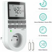 Prise Programmable Digitale, Minuterie Numérique Hebdomadaire avec Ecran lcd, Minuterie Prise Electrique 12H/24H/7Jours, économie d'Energie Pour