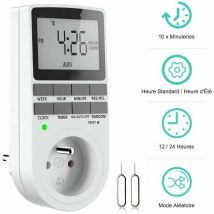 Ikodm - Prise Programmable Digitale - Minuterie Numérique Hebdomadaire avec Ecran lcd - Minuterie Prise Electrique 12H/24H/7Jours - Économie