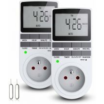 Phasat - Prise Programmable Digitale, Minuterie Numérique Journalier/Hebdomadaire, Programmateur Prise Electrique avec Ecran lcd et Mode Aléatoire