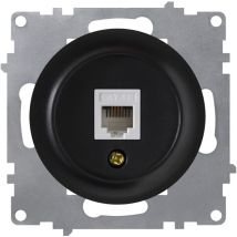 Prise réseau RJ45, prise réseau 1xRJ45, CAT5e - encastrée, sans plaque de finition - noir