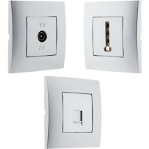 Prise Tv + Prise Téléphonique 8 Plots + Prise Rj45 - Simplea Zenitech