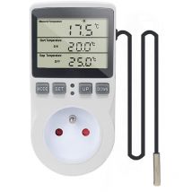 Prise Thermosta, Regulateur de Temperature Numerique, 220V Chauffage Refroidissement avec Sonde, lcd Prise Contrôleur de Température