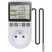 Prise Thermostat Regulateur de Temperature Numerique 220V Chauffage Refroidissement avec Sonde, lcd Prise Contrôleur de Température pour Frigo