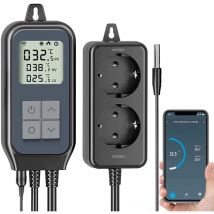 Prise Thermostat,Chauffage Refroidissement Regulateur de Temperature,Regulateur de Temperature pour Reptiles,Couveuse,Brassage,Serre,Thermostat