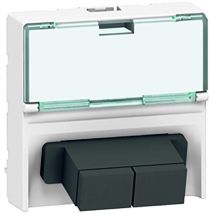 Prise traversée fibre optique 2xSC Mosaic 2 modules avec porte-repère transparent et connexion push-pull blanc Legrand 078617