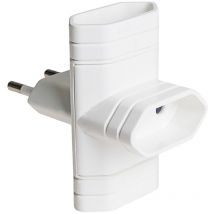 Fiche Triple 10A 250V 2300W - Solera 6009 - Blanche avec Volet pour Prise Électrique