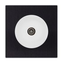 Prise tv/sat blanc glossy dom + plaque simple métallisé anthracite Fontini