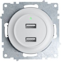 Prise usb encastrée à 2 sorties 5V, 2.1 a, témoin de charge led - blanc