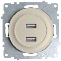 Prise usb encastrée à 2 sorties 5V, 2.1 a, témoin de charge led - beige