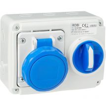 Prise verrouillée horizontale industrielle 16A IP67 2P+T Bleu Rosi 14.3216B6
