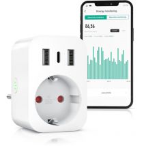 Longziming - Prise intelligente Wi-Fi avec USB-Smart Life - Mesure du courant-Chargeur usb - Télécommande WiFi via l'application Smart Life-Commande