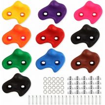 Prises d'escalade Enfants, 10 Pièces Prises d'escalade Enfant avec Matériel de Fixation, Poignées d'escalade pour Mur d'escalade(couleur aléatoire)