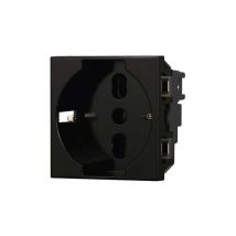 Prises Schuko compatible Bticino Axolute 2P+T 10/16A 250V couleur noir Ettroit AN2102
