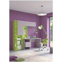Mobilfino Camerette - Angolo studio multifunzionale con libreria a profondità variabile e cassettiera integrata - Rovere rock