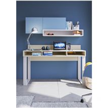 Mobilfino Camerette - PRISMA09 - Scrivania design con vani a giorno e librerie pensili, gambe laccate bianco 150x60x83,6 (lxpxh)) - Ecru cappuccino