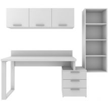 Coin bibliothèque design avec cubes et commode - Solution moderne et peu encombrante - blanc