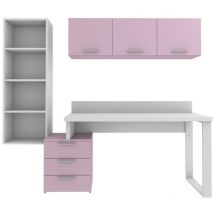Coin bibliothèque design avec cubes et commode - Solution moderne et peu encombrante - bianco e cipria