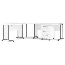 Ebuy24 - Prisme Eckschreibtisch 304 mit Rollcontainer weiss