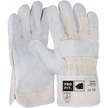 Pro fit Rindspaltleder Arbeitshandschuh friese, Größe 9 (l) - 1 Paar, natur, Canvas-Stulpe, weich & flexibel