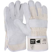 Pro fit Rindspaltleder Arbeitshandschuh friese, Größe 12 (xxxl) - 1 Paar, natur, Canvas-Stulpe, weich & flexibel