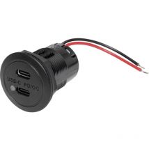 Power usb-c doppia presa pd/qc ev con led max 2x 30 watt Portata massima corrente=3 a 12 o 24 v/dc - Procar