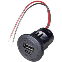 Power Usb-c/a Double Prise Pd/qc Sans Led Charge De Courant Max=2.2 A 12 - 24 V/dc C177542 - Procar