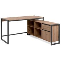 Finori - Bureau D'Angle Réversible Denver - Panneaux De Particules - Coloris Chene Artisan, Anthracite - 139 X 75 X 142 Cm