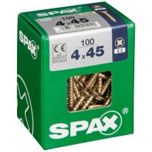Set di 100 viti in acciaio a testa svasata pozidriv Spax Diam.4 mm x L.45 mm Spax