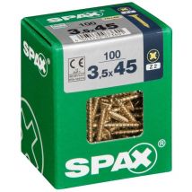 Spax - Lotto di 100 viti in acciaio pozidriv testa svasata, Diam.3,5 mm x L.45 mm