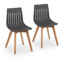 Lot de 2 Chaises Design À Fentes Cuisine Salle À Manger Plastique PP Gris 150kg - Bon état