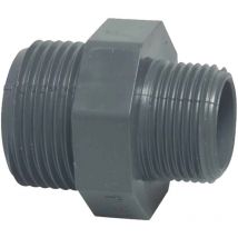 Profec - Doppelnippel reduziert, pvc-u 3/8 Zoll ag x 1/4 Zoll ag, 10 bar, grau