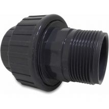 Verschraubung pvc-u Innengewinde x Außengewinde 1 1/2 (6/4) Zoll, 10 bar, grau - Profec