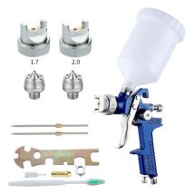 Beijiyi - Professional hvlp Paint Spray Gun, Gravity Feed Paint Spray System, 2 Nozzles, 1.7mm, 2.0mm Cup, 600cc