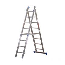 Professionelle Aluminiumleiter 2,50 - 4,10 m – Stufen 30x30 mm – Stabiler Stand mit großen Füßen und Rädern