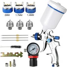 Jalleria - Professionnel 600cc avec 3 Buses 1,4mm 1,7mm 2,0mm, Pistolet à Pulvérisation à Alimentation par Gravité avec régulateur d'air pour la