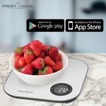 Proficook - kw 11158 Balance de cuisine numérique, Bluetooth, contrôle des calories, iOS ou Android Argent
