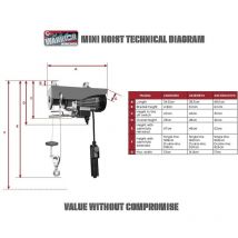 Profi Hebezug Warrior 500/990 kg 230 V 18m Seil Seilzug Seilwinde Hebezeug Kran mit Funkfernbedienung