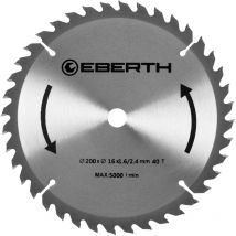 EBERTH Profi Kreissägeblätter Hartmetallsägeblatt Sägeblatt für Holzschnitte (40 Zähne, 200 mm Durchmesser, Bohrung 16 mm, Blattstärke 1,6 mm,