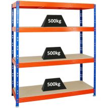 Proregal-regale Günstig Kaufen - tagère charge lourde rhino HxLxP 180x160x60cm 4 niveaux en aggloméré 16mm 500kg par niveau Bleu/Orange Étagère de