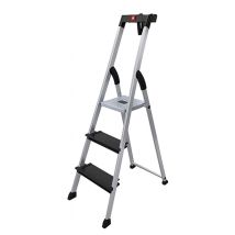 Hailo - Aluminium-Stehleiter 4XL black + Eimerhalter 3 Stufen
