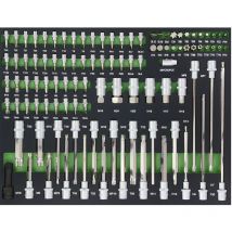 Baumarktplus - Profi Werkstattwagen Einlage 102 tlg. Steckschlüsselsatz Schaum 515x395x40mm grün