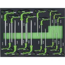 Profi Werkstattwagen Einlage Innensechskantschlüsselsatz Torx T-griff Inbusschlüssel 18 Tlg. Schaum 515x395x40mm Grün